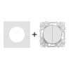 Odace Double inter/BP 250 V CA, 50/60 Hz + plaque Blanc Craie