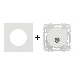 Odace Prise TV simple S920445 + plaque Blanc Craie