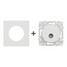 Odace Prise TV simple sortie coaxiale IEC 9,52 mm + plaque Blanc Craie