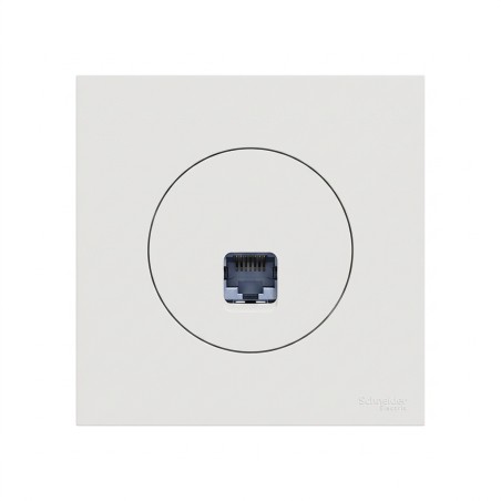 Odace Prise RJ45 Cat 6 STP S920476 + plaque Blanc Craie