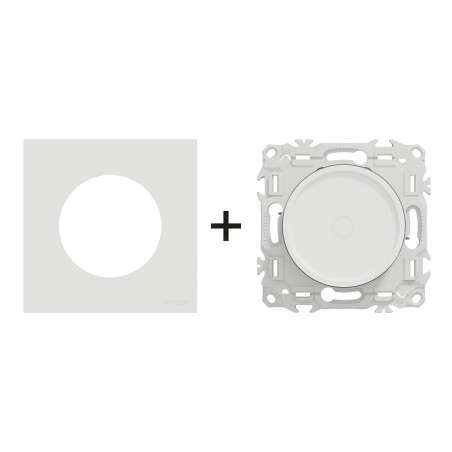 Odace Variateur rotatif 230 V CA, 50 Hz + plaque Blanc Craie