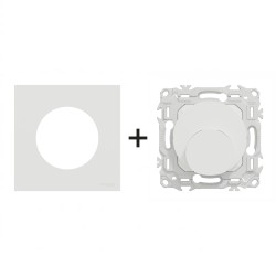 Odace Sortie de câble S920662 + plaque Blanc Craie