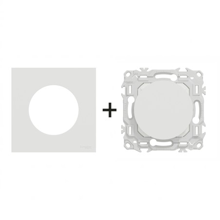 Odace Obturateur pré-perçage + plaque Blanc Craie