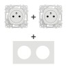 Odace Prise double 250 V 50/60 Hz + plaque Blanc Craie