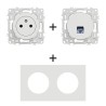 Odace Prise Surface 250 V CA + Prise RJ45 + plaque Blanc Craie