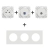 Odace Prise + Prise TV + Prise RJ45 + plaque Blanc Craie