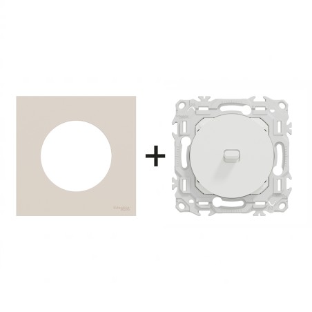 Odace Inter/poussoir à levier + plaque Beige Sable