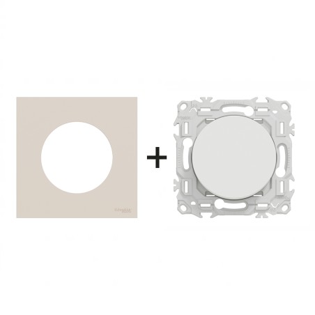 Odace Interrupteur/poussoir + plaque Beige Sable
