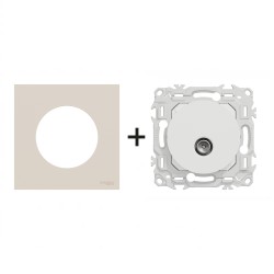 Odace Prise TV simple S920445 + plaque Beige Sable
