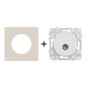 Odace Prise TV simple coaxiale IEC 9,52 mm + plaque Beige Sable