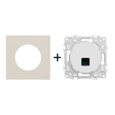 Odace Prise RJ45 Cat 6 UTP Jusqu'à 250 MHz + plaque Beige Sable
