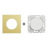 Odace Interrupteur/poussoir + plaque Laiton-blanc