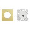 Odace Prise TV simple sortie coaxiale 9,52 mm + plaque Laiton-blanc