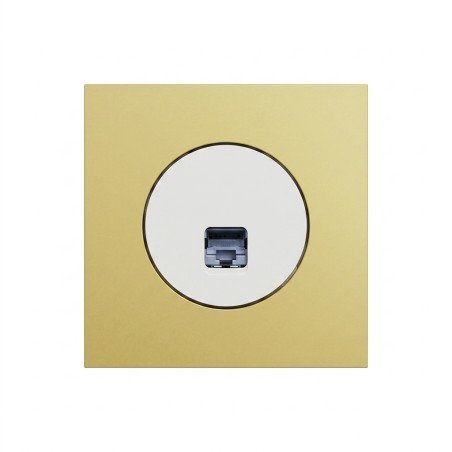 Odace Prise RJ45 Cat 6 STP S920476 + plaque Laiton-blanc