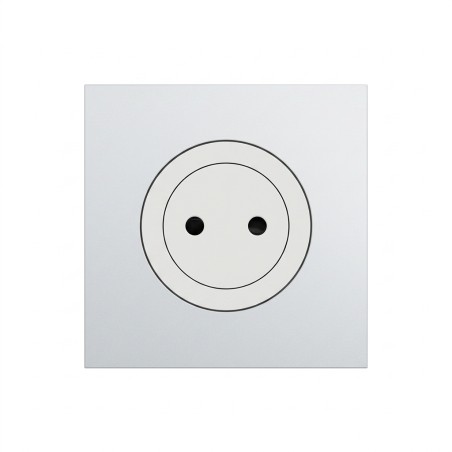 Odace Prise de courant 2P 250 V CA, 50 Hz + plaque Alu-blanc
