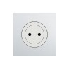 Odace Prise de courant 2P 250 V CA, 50 Hz + plaque Alu-blanc