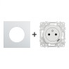 Odace Prise 250 V CA, 50 Hz + chargeur USB-C + plaque Alu-blanc