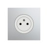Odace Prise de courant 2P+T 250 V CA, 50/60 Hz + plaque Alu-blanc