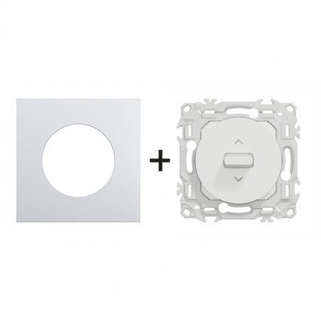 Odace Inter volets roulants 250 V CA, 50/60 Hz + plaque Alu-blanc
