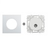 Odace Prise TV simple coaxiale IEC 9,52 mm + plaque Alu-blanc