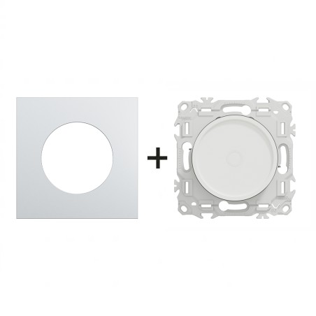 Odace Variateur rotatif + plaque Alu-blanc