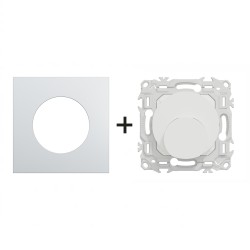 Odace Sortie de câble S920662 + plaque Alu-blanc