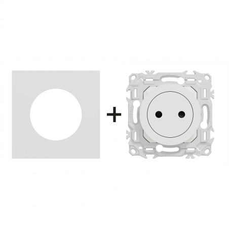 Odace Prise de courant 2P 250 V CA, 50 Hz + plaque Céramique