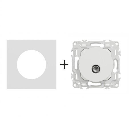 Odace Prise TV simple sortie coaxiale IEC 9,52 mm + plaque Céramique