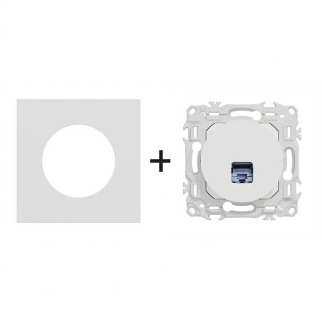 Odace Prise RJ45 Cat 6 STP 2TV minimum à 3TV + plaque Céramique