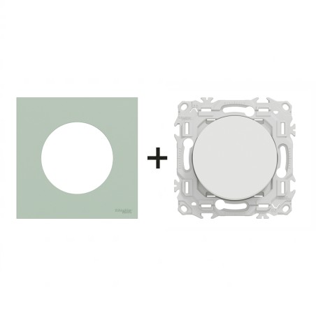 Odace Interrupteur/poussoir + plaque Vert Jade