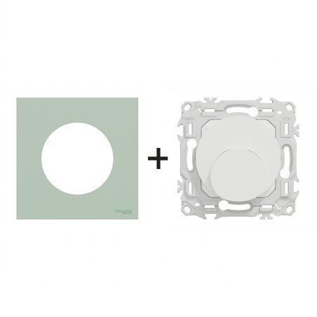 Odace Sortie de câble de 6 à 12 mm de diamètre + plaque Vert Jade