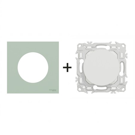 Odace Obturateur pré-perçage + plaque Vert Jade
