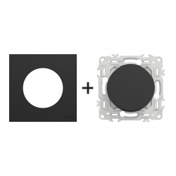 Odace Interrupteur/poussoir S940204 + plaque Noir Onyx