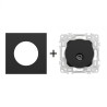 Odace Prise TV simple sortie coaxiale IEC 9,52 mm + plaque Noir Onyx