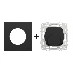 Odace Sortie de câble S940662 + plaque Noir Onyx