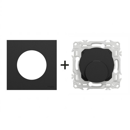 Odace Sortie de câble de 6 à 12 mm de diamètre + plaque Noir Onyx