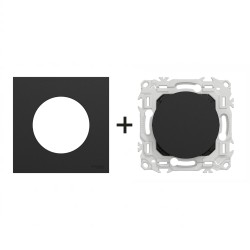 Odace Obturateur pré-perçage S940666 + plaque Noir Onyx
