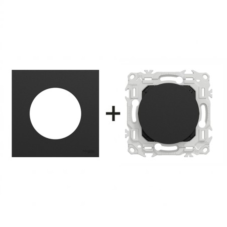 Odace Obturateur pré-perçage + plaque Noir Onyx