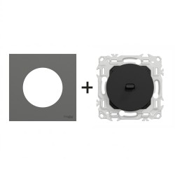 Odace Inter/poussoir à levier S940203 + plaque Gris Basalte