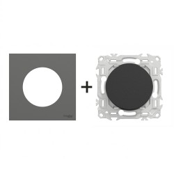 Odace Interrupteur/poussoir S940204 + plaque Gris Basalte
