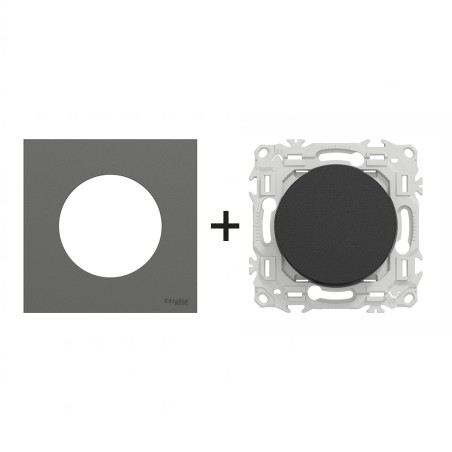 Odace Interrupteur/poussoir + plaque Gris Basalte