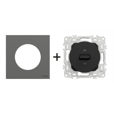 Odace Inter volets roulants + plaque Gris Basalte