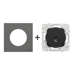 Odace Prise TV simple S940445 + plaque Gris Basalte