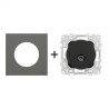 Odace Prise TV simple sortie coaxiale IEC 9,52 mm + plaque Gris Basalte