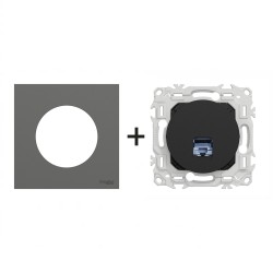 Odace Prise RJ45 Cat 6 STP S940476 + plaque Gris Basalte