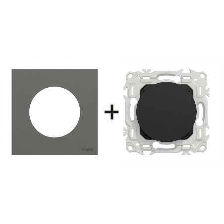 Odace Obturateur pré-perçage + plaque Gris Basalte