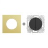 Odace Double inter/BP + plaque Laiton-noir