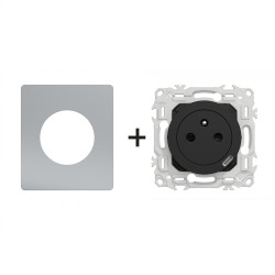 Odace Prise + chargeur USB-C S940042 + plaque Titane