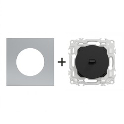 Odace Inter/poussoir à levier S940203 + plaque Titane-noir