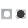 Odace Double inter/BP 250 V CA, 50/60 Hz + plaque Titane-noir